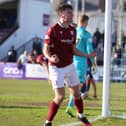 Michael McKenna celebrates during the weekend's thriller. Pic by Graham Black