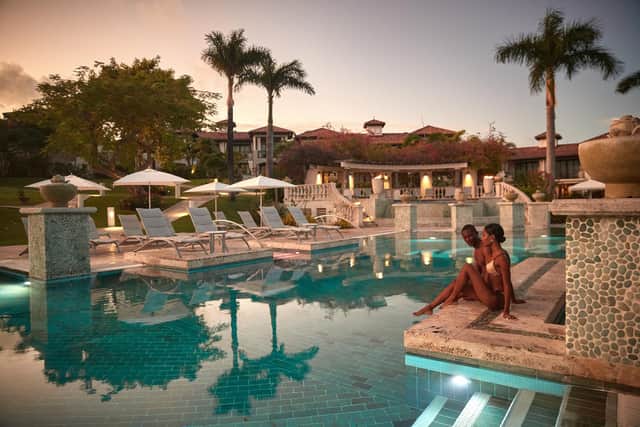 Twilight poolside at Sandals Grenada