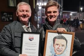 David Larter (left) with Innes MacDonald outside the theatre