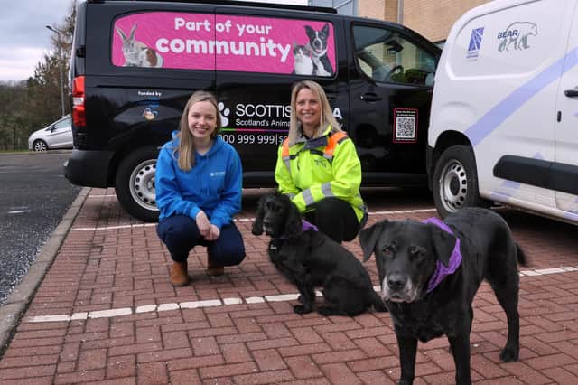 Natasha MacKinnon, head of Scottish SPCA fundraising, is pictured with Gillian Laurie, BEAR Scotland's correspondence officer.