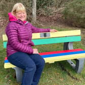 ​Alison Cameron takes a break on the bench at Edzell Muir.