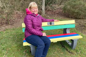 ​Alison Cameron takes a break on the bench at Edzell Muir.