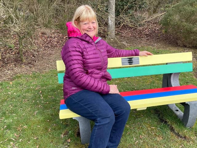 ​Alison Cameron takes a break on the bench at Edzell Muir.