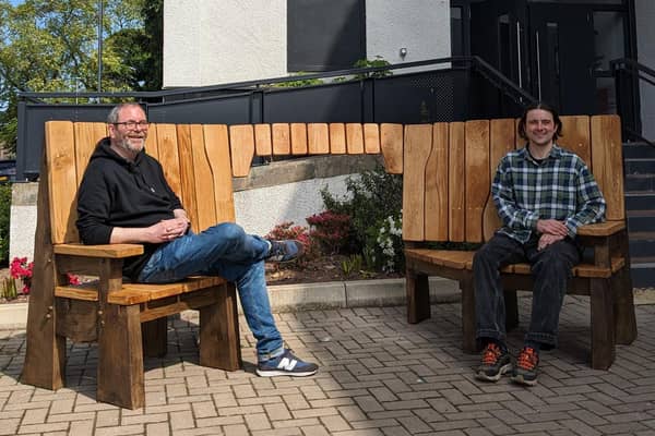 Matthew Buchanan (left) is pictured with artist/designer Mickey Fenton. (Pic: Hospitalfield)