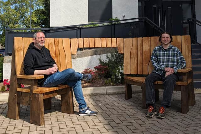 Matthew Buchanan (left) is pictured with artist/designer Mickey Fenton. (Pic: Hospitalfield)