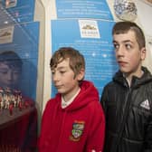 Glamis Primary pupils Zak Gordon and Andrew Ewart are pictured with one of the displays. (Andy Thompson Photography)