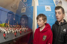 Glamis Primary pupils Zak Gordon and Andrew Ewart are pictured with one of the displays. (Andy Thompson Photography)