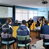 The group talk about the 1967 Scotland-England football game in the second session at Lochside Connections.