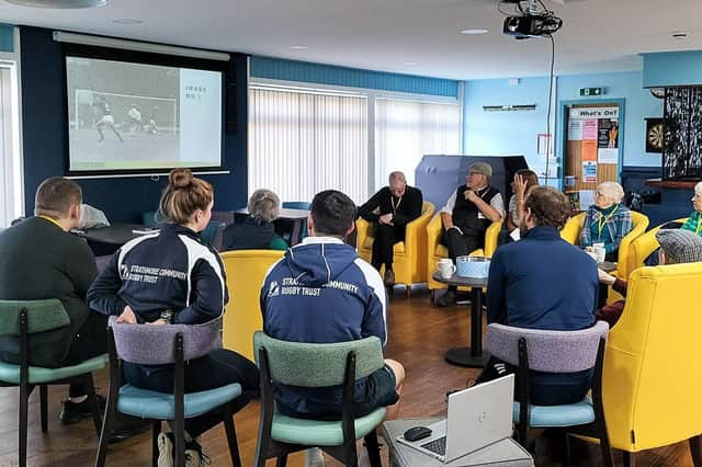 The group talk about the 1967 Scotland-England football game in the second session at Lochside Connections.