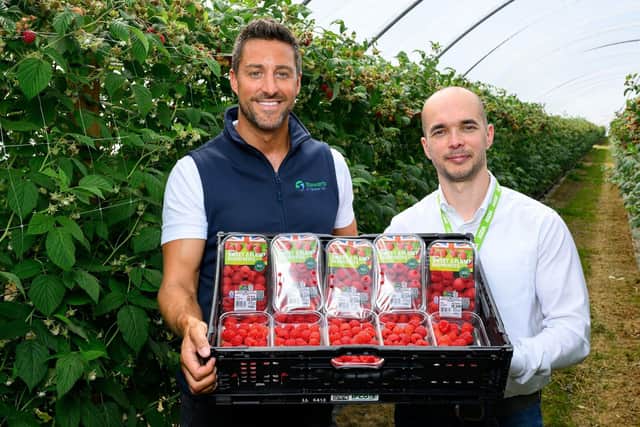 17.6 million Scottish raspberries heading to Asda shelves. Pictured is Liam Stewart, MD at Stewarts of Tayside with Adrian Okolski, GSM at Asda Perth