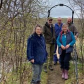 Community members and joiners at the bridge: (l-r): Krystna Pytaz, PKCT’s Andrew Barrie, John Munro, Meg Mearns and Gary Miller.