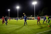 Kieran Inglis puts Brechin ahead. Pic by Graeme Youngson