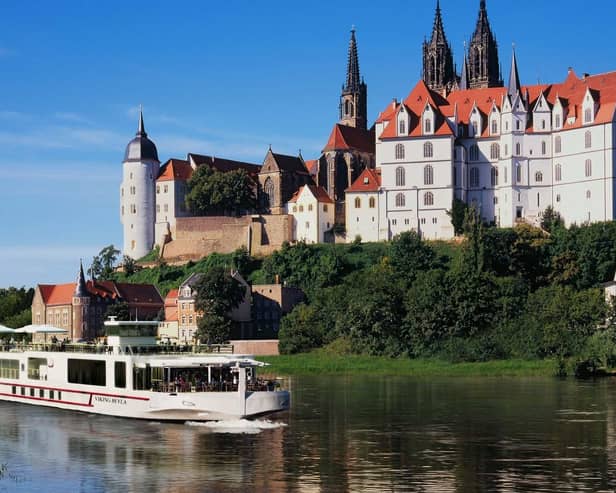 Viking Longship Beyla near the Albrechtsburg Castle along the Elbe River in Meissen, Germany. Image: Viking Cruises