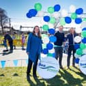 Pictured ​(l to r) Karen Gerrard, Wellbank Hall Committee chairperson; community investment manager Craig Mullen, Steve Anderson and Sabrina Simpson, Wellbank Hall Committee. (Paul Reid)