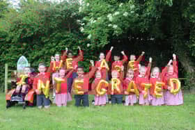 Pupils at Cairnshill Primary School celebrating after hearing the news