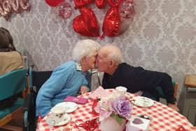 ​Alf and Helen Dutch share a romantic moment at Balhousie Brookfield’s Valentine celebrations.
