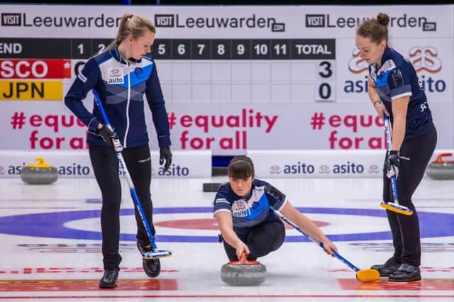 Hailey Duff (centre) in action at the Olympic qualification event in Leeuwarden last year. (Pic by WCF / Steve Seixeiro)