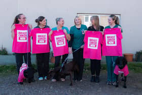 Veterinary nurse Freya Buwert with colleagues who will be walking with her.