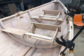 Work on the skiiff has been steady, with final sanding and varnishing due to be carried out over the next few days.
