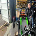 ​Bob Baldie, Angus Young Engineers chairperson, with one of the group’s electric car kits.