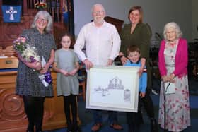 The couple were presented with gifts during the evening, pictured with Amy Scott, Sheila Stewart, Leah Ramsay and Ruaridh Scott. (Wallace Ferrier)