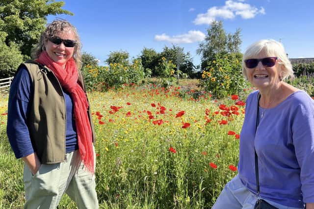 Councillor Lynne Devine (right) is pictured at the Zoar wildflower meadow with fellow Forfar in Flower member Susan Norris.