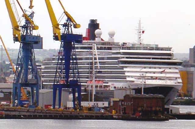 Cruise liner Queen Victoria berthed at Belfast.