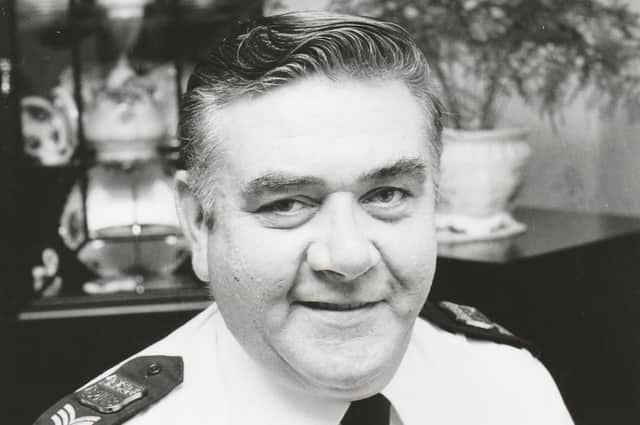 Sergeant Ron Ramsay, police computer expert, and a stalwart of the Accordion and Fiddle Club, photographed in September, 1993.