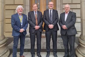 Picture (l-r) Perth A Kinross Council eader Cllr Grant Laing; Angus Council leader Cllr Bill Duff; Dundee City Council leader Cllr Mark Flynn, and Fife Council leader, Cllr David Ross.