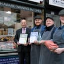 Arbroath butchers DH Robertson staff who have been named the Scottish Craft Butchers Beef Link Sausage Scottish Champion for 2022, from left, George Stuart from competition sponsors Lucas, Jason Cowan, Chris Livingstone and Ariane Bennett.