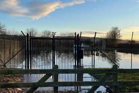 Flooding at the Inchbare electrical substation during the recent heavy rainfall.