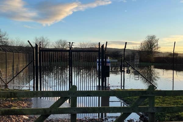 Flooding at the Inchbare electrical substation during the recent heavy rainfall.