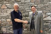 Outgoing president David Stobbs hands over to new incumbent Scott Ballantyne.