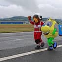 SCAA mascots Nevis and Whirly sample Run The Runway experience.