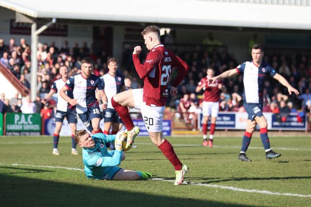 Jack Hamilton put Arbroath into an early lead at the weekend. Pic by Graham Black