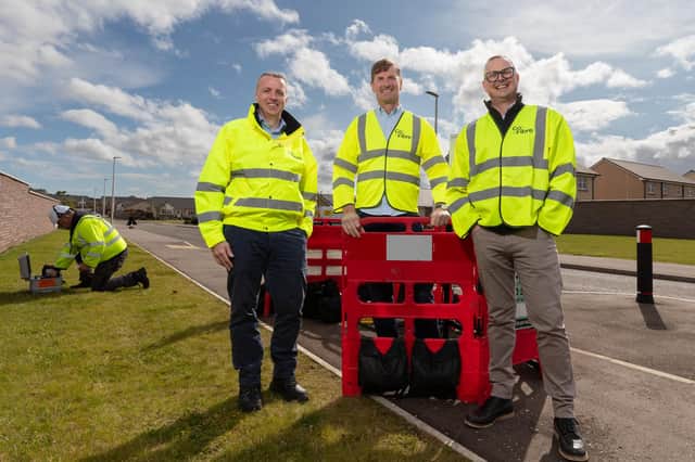 Dave Doogan is pictured with members of GoFibre's executive team at a site in Forfar. (Pic: Chris Scott Photography)