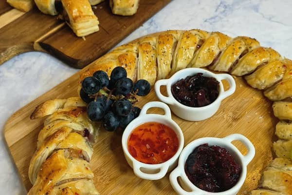 The sausage wreath makes a stunning centrepiece on a buffet table