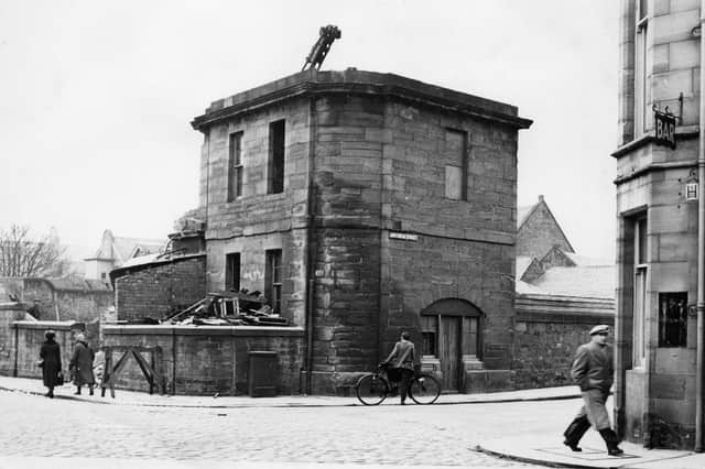 Pictured is the old prison in Montrose being demolished in the 1950s. The site is now occupied by the car park of the George Hotel.