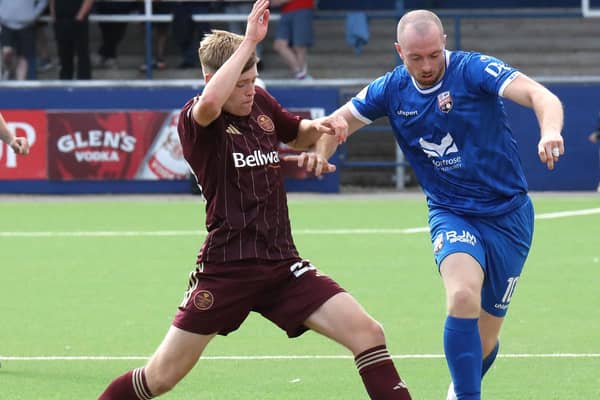 Montrose striker makes a break down the wing against kelty on Saturday. (Pic: phoenix photography)
