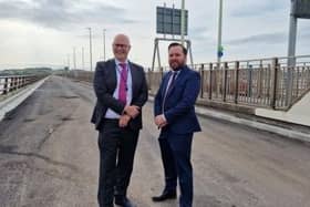 ​Tay Road Bridge manager Alan Hutchison (left) and Councillor Gary Holt.