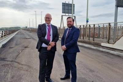 ​Tay Road Bridge manager Alan Hutchison (left) and Councillor Gary Holt.