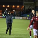 Dick Campbell celebrates a league win over eventual Championship winners Kilmarnock last November (Pic Graham Black)