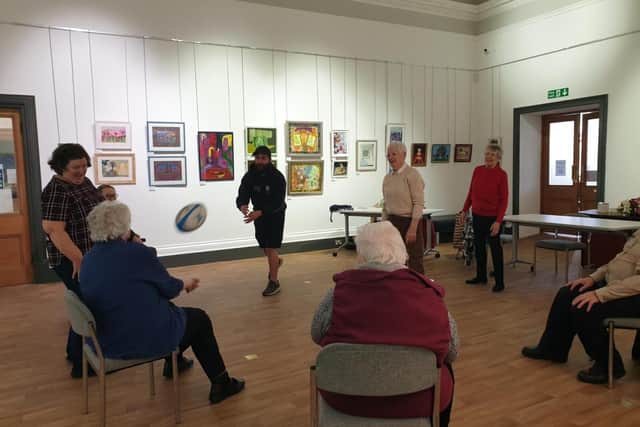 Members of the NESS visually impaired group in Angus enjoying a session of chair rugby.