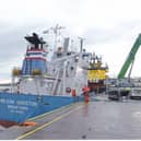 A Wilson cargo vessel berthed on the South Quay.