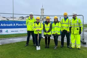 Pictured at the sod-cutting ceremony are (l-r) Tom Truesdale, Councillor Beth Whiteside, Councillor Serena Cowdy, Carole Patrick, Craig Cameron and Keith Mcdonald.