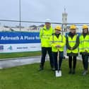 Pictured at the sod-cutting ceremony are (l-r) Tom Truesdale, Councillor Beth Whiteside, Councillor Serena Cowdy, Carole Patrick, Craig Cameron and Keith Mcdonald.