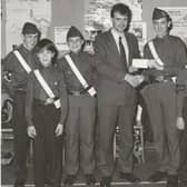 ​In October, 1992, Mark Guild of Guildglaze, Forfar, presented a cheque for £50 to Neil Smith of 7th Arbroath Boys' Brigade for distributing leaflets. Pictured were, from left - Ewan Smart, Greg Tutchner, Ewan Smith, Mr Guild, Neil Smith, James Skene, Michael Clark and Kevin Beattie.