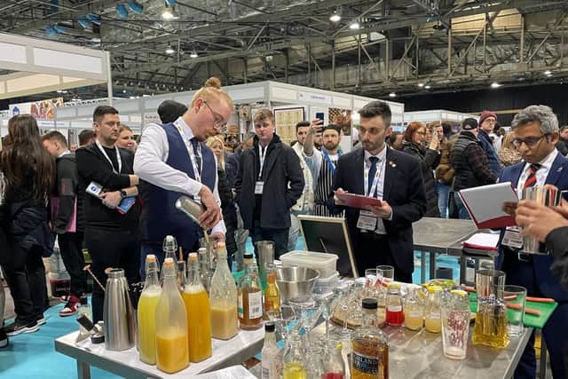 Supervisor and mixologist Angus Geekie preparing his gold medal-winning cocktail creations.