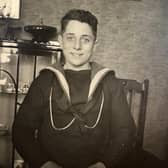 Young Robin Boodle as a boy sailor in the 1940's during a rare visit on leave from HMS SUFFOLK.
