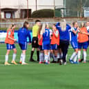 The Montrose players celebrate as the full-time whistle confirms their title win. Pic by Phoenix Photography